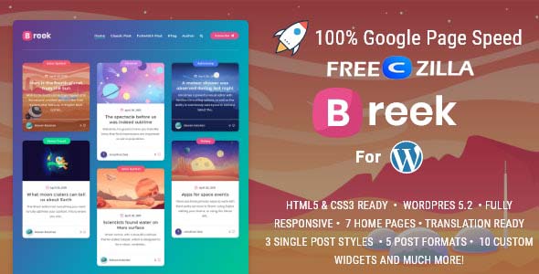 Breek Nulled – Minimal Masonry WordPress Theme Free Download