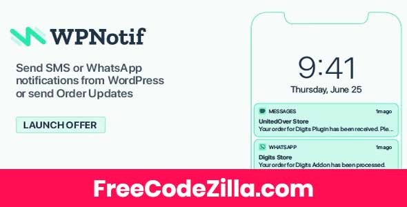 WPNotif - WordPress SMS & WhatsApp Message Notifications Free Download