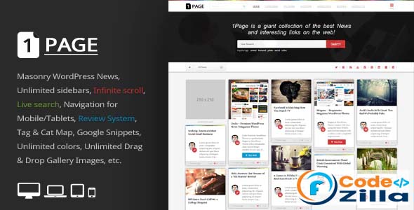 1Page - Masonry WordPress News Nulled